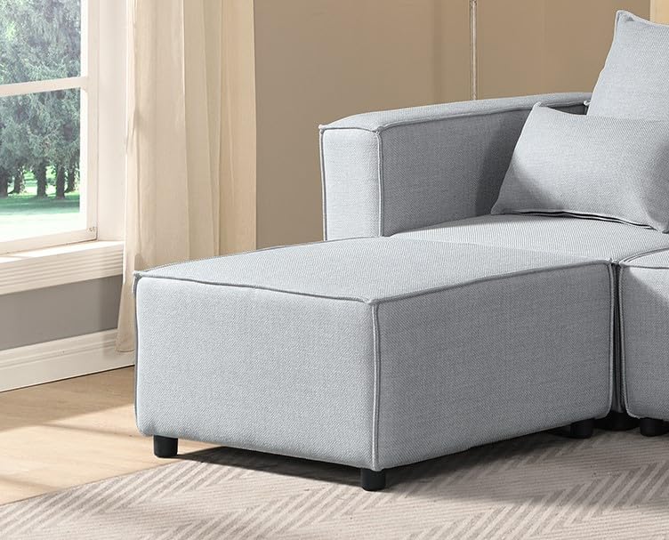 BIOEVER Modular Sectional Sofa,Convertible L Shaped 3 Seater Sofa with Removable Ottoman,Oversized Sectional Couches for Living Room,Modular Sectionals with Chaise,Corner Couch(Gray)