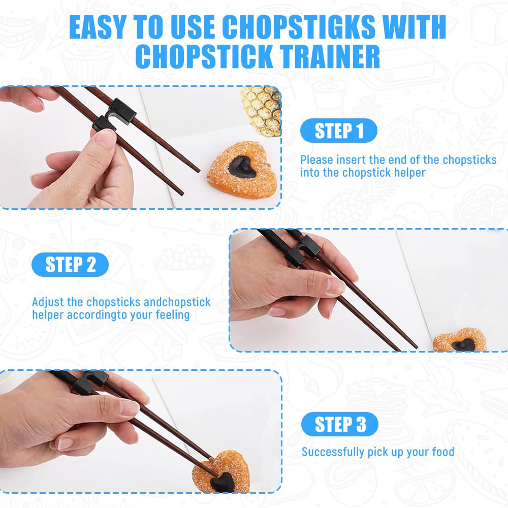 Chopstick Helper Training Kit, 30 Pieces Reusable Chopsticks Hinges Connector, Non-slip Plastic Chopstick Holder, Training Chopstick for Adults Kids Beginner Trainers