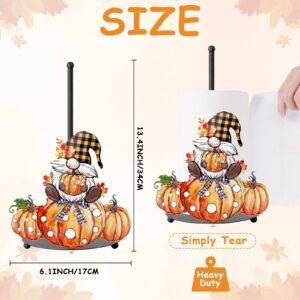 Thanksgiving Paper Towel Holder,Fall Kitchen Decor,Fall Bathroom Decorations with Pumpkin Gnomes Decor Accessories,Autumn Large Metal Towel Holder Stand for Countertop