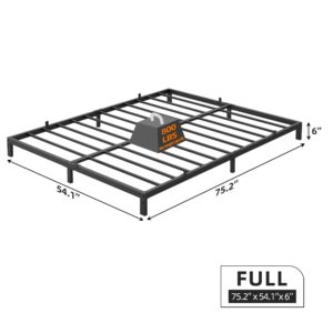 GAOMON 6 Inch Full Bed Frame, Low Profile Full Metal Platform Bed Frame Support Mattress Foundation, Noise Free, Easy Assembly, Black