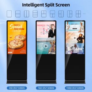 JIYANG 37 Inch Digital Signage Display, Indoor Floor Standing Advertising Display Kiosk Android System,Commercial LCD Totem,Intelligent Split Screen(Black)