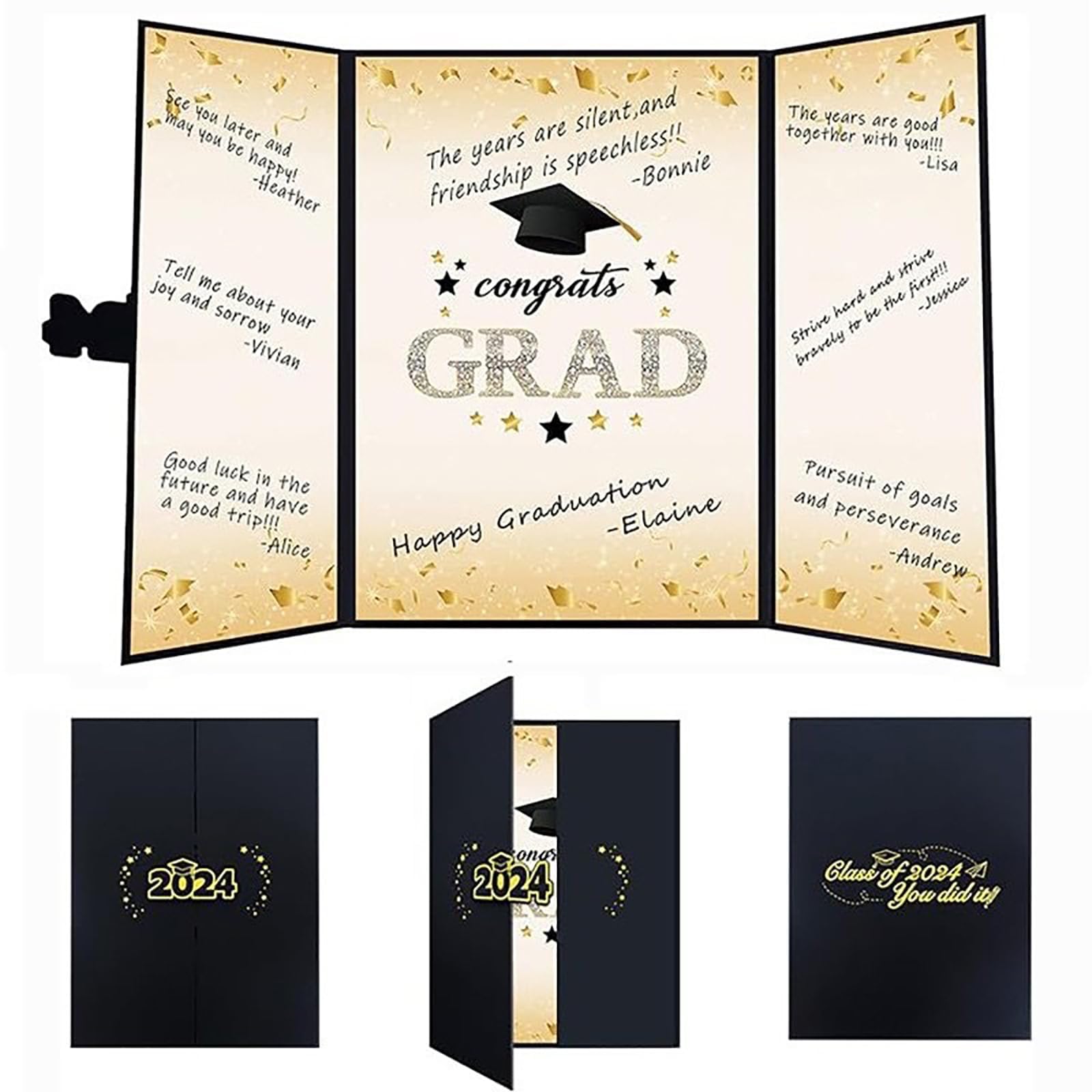 ILAHUI Graduation Guest Book Graduation Signature Board for Class of 2024 Graduation Decorations Gifts Party Supplies Grad Party Sign in Guest Book for College High School (Black)