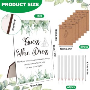 Furbeko 60 Set Guess The Dress Bridal Shower Games for Guests Include Guess The Dress Bridal Shower Game Table Sign Card White Sketching Pencils for Wedding Bridal Shower Games Party Supplies