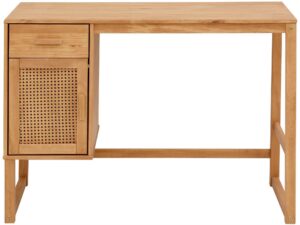 ren home talo desk with closed storage and drawer, natural