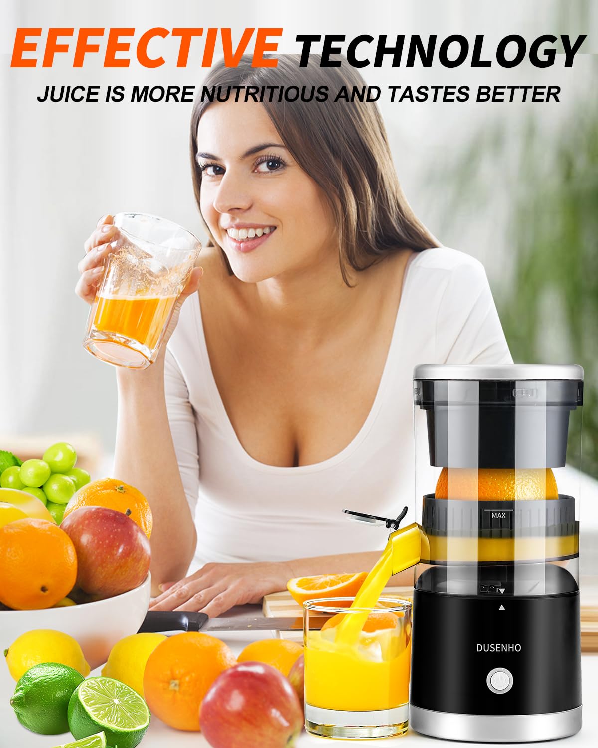 Electric Citrus Juicer Rechargeable - Electric Juicer Machines with USB and Cleaning Brush Portable Compact Juicer for Orange, Lemon, Limes