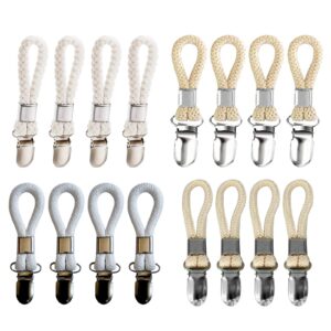 4Pcs Braided Cotton Loop Metal Towel Clips Portable Traveling Clothespins Clip for Indoor Outdoor Clothesline Drying Towel Clips for Hanging On Wall