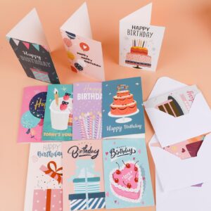 NESCCI Birthday Cards,24 Pcs Blank Cards with Envelopes & Stickers,24 Design,4x6 Inches Happy Birthday Card,Birthday Card for Kids, Family, Friends, and Colleagues