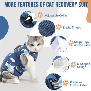 SlowTon Cat Recovery Suit - Cat Onesie for Cats After Surgery Female Male, Kitten Clothes Cat Surgical Spay Suit Abdominal Wounds, E-Collar Alternative Cats Bodysuit Shirt Anti-Licking (Blue, L)