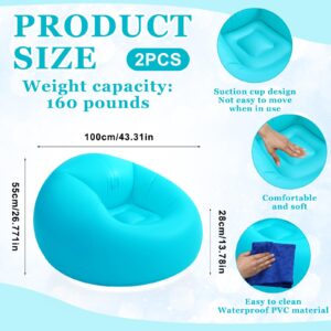 Realspring Inflatable Bean Bag Chair for Adult Bean Bag Sofa Chair Blow up Inflatable Furniture for Outdoor Living Room Bedroom Balcony Travel Party Gift Accessories(Lake Blue,2 Pcs)