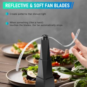 JEMULICE Table Food Fans, 2000mah Portable USB Food Spinner Retractable Food Fan with Holographic Blades for Picnic, Kitchen, Party, Outdoor Dinner, BBQ, Indoor(4 Pack)