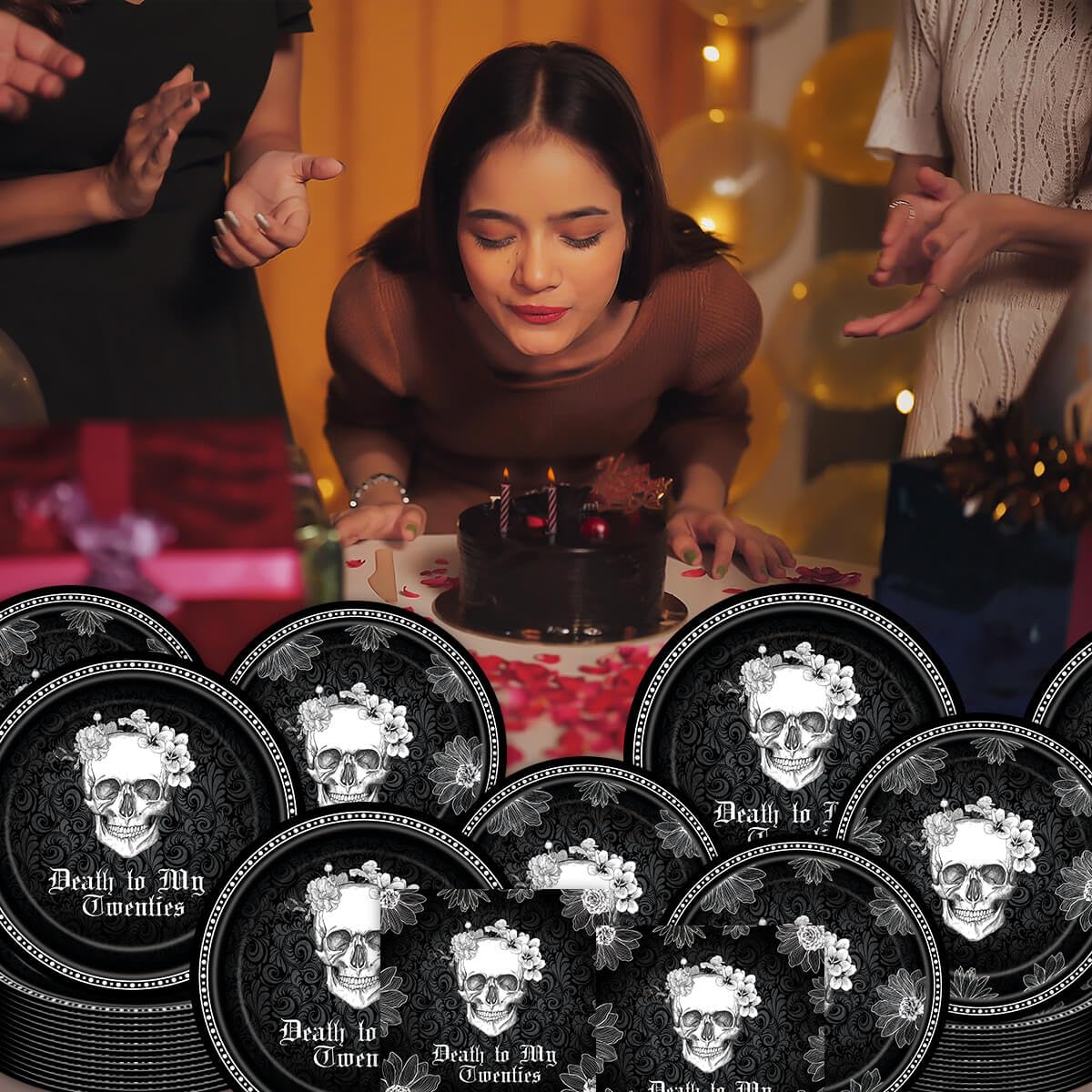 96PCS Death to My Twenties Plates Napkins Party Supplies Rip to My 20s Party Decorations Skull Black 30th Birthday Tableware Set Funeral for My Youth Funny Thirtieth Birthday Party Supplies Serve 24