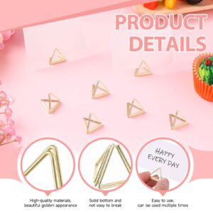 100 PCS Card Holders, Triangular Table Card Holders, Table Top Thick and Sturdy Photo Holders, Mini Business Card Holders, Place Cards for Party, Anniversary, Banquet, Holiday Decoration (Gold)