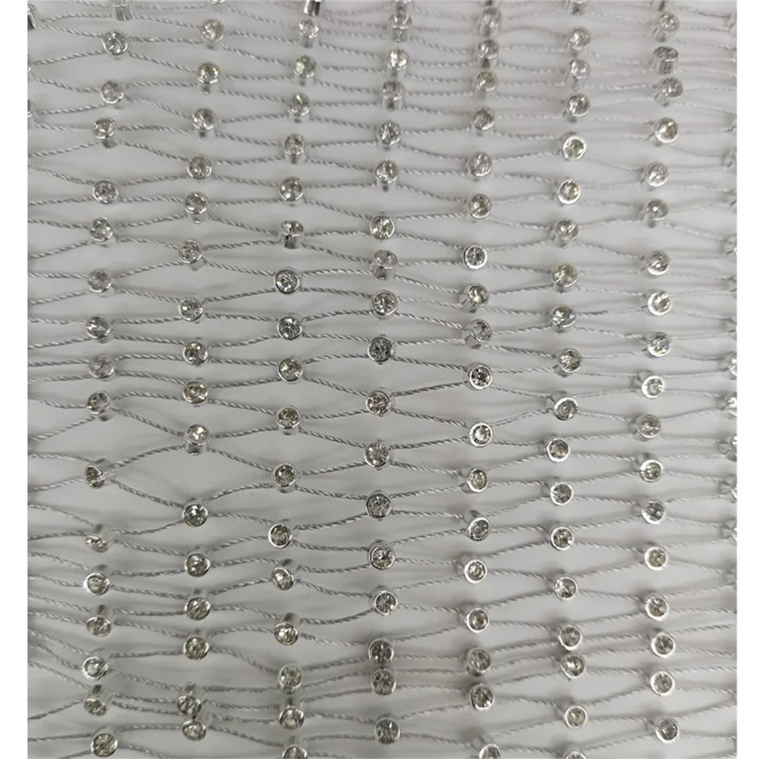 60X90cm Silver Shiny Stretch Crystal Rhinestone Fishnet One Yard Mesh Sheer Cutout Fabric 2024 Ins Popular Designer DIY Wedding Dresses, Gift Wrapping Mask Decoration (Silver, 1 Yard)