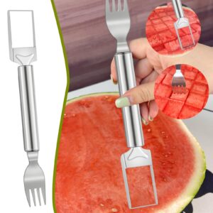 Velaco 2 PACK 2-in-1 Watermelon Cutter and Fork, 9.5 Inch Stainless Steel Fruit Cutter Slicer Tool