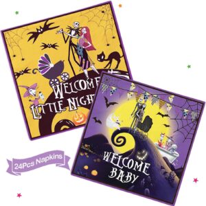 HigzYovn 183Pcs Welcome Little Nightmare Baby Shower Decorations Nightmare Before Christmas Party Supplies Nightmare Before Christmas Baby Shower Decorations Tableware for Baby Shower Party Decor