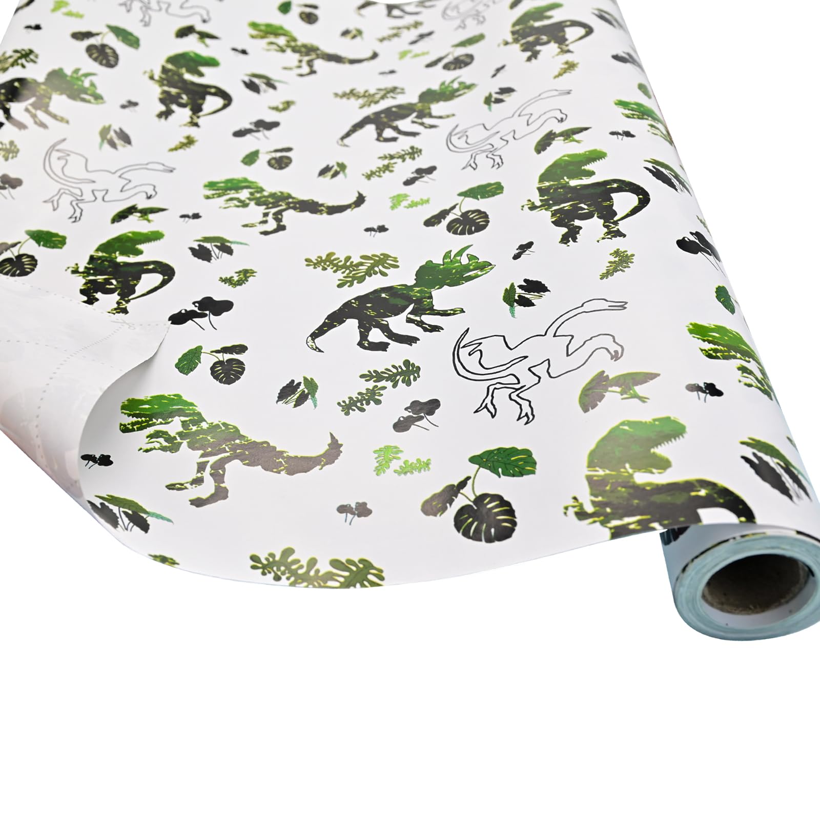 Vnaaem Dinosaur Wrapping Paper Roll with Cutlines on Reverse - 17 Inch X 33 Feet - Birthday Wrapping Paper Kids Boy Jungle Dinosaur Gift Wrap Paper Dinosaur Party Favor Happy Birthday Wrapping( 1 Roll)