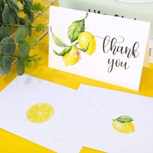 Whaline 30 Pack Lemon Thank You Cards with Envelopes Stickers White Yellow Fruit Greeting Cards Lemonade Blank Note Cards for Baby Shower Wedding Birthday Bridal Party, 4 x 6 Inch