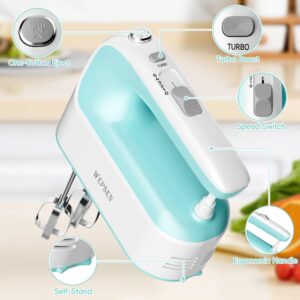 Hand Mixer Electric Handheld, 5-Speed Handheld Mixer, 380W Electric Mixer with Stainless Steel Whisk Beater Attachments, Snap-On Storage Case, Measuring Cups, Kitchen Cake Mixers for Baking Supplies