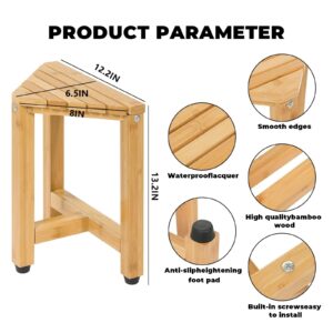 Generic 12.2 in Corner Shower Stool Wood, Triangle Shower Foot Rest, Shower Stool for Shaving Legs, Stool for Small Shower Spaces, Bath Seat, Foot Rest Shaving