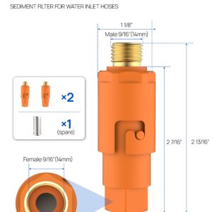 J-HVA Sediment Water Filter G3/8(9/16in) - Under Sink Water Filter, for Bathroom Kitchen RV Plumbing Water Faucet Supply Lines,35 Micron Flushable Inline Water Hose Filter, Conncet Angle Valve(2 Pack)