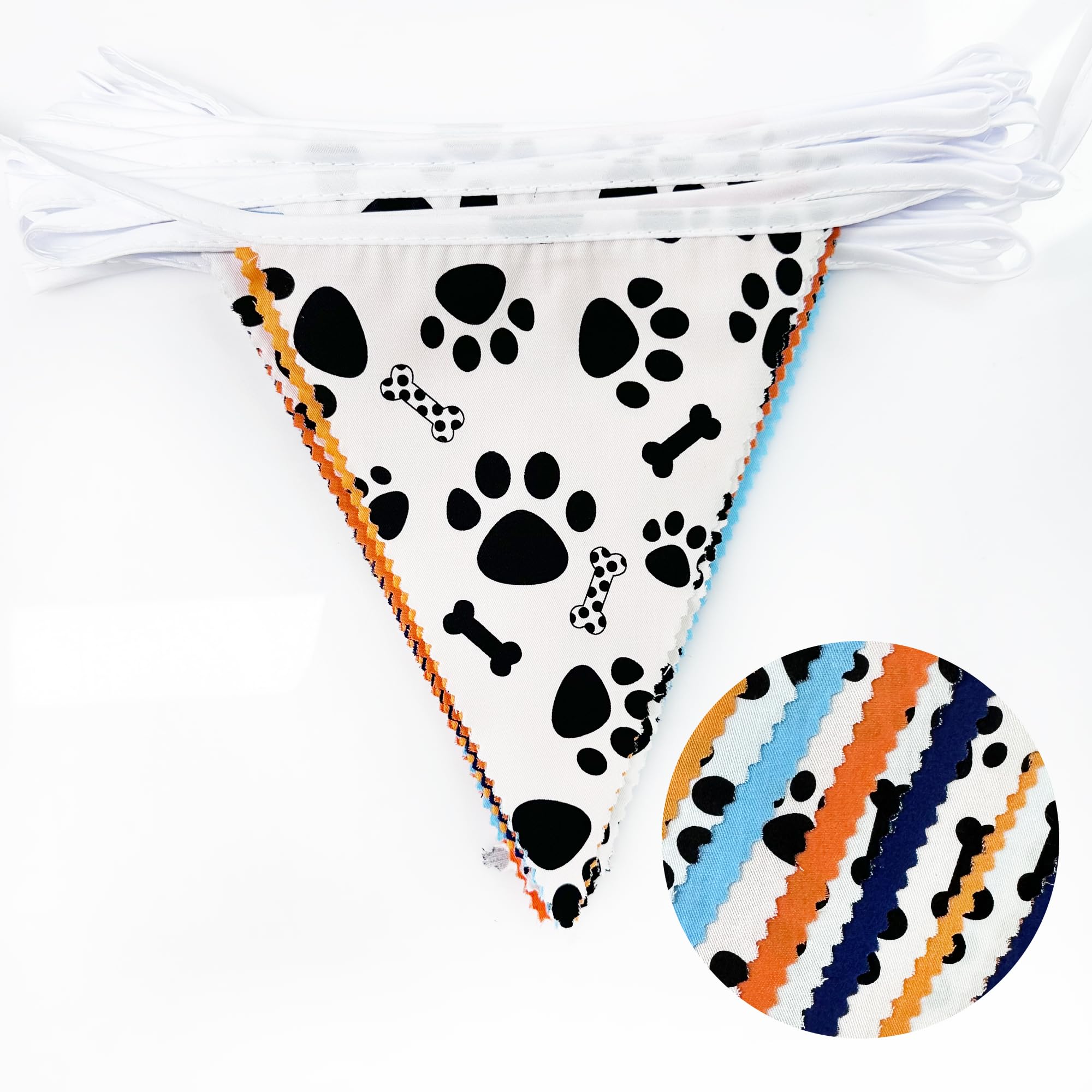 32Ft Orange Blue Dog Paw Party Decorations Puppy Paw Print Fabric Banner Triangle Pennant Flag Garland Streamers for Kids Boys Blue Dog Birthday Baby Shower Party Outdoor Garden Decor Supplies