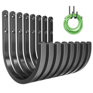 songsoso garden hose holder wall mount - heavy-duty aluminum hose hanger for outside, durable wall-mounted hose holder for garden & outdoor use（8 hooks）