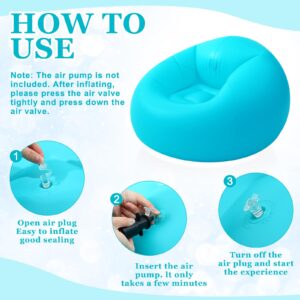 Realspring Inflatable Bean Bag Chair for Adult Bean Bag Sofa Chair Blow up Inflatable Furniture for Outdoor Living Room Bedroom Balcony Travel Party Gift Accessories(Lake Blue,2 Pcs)