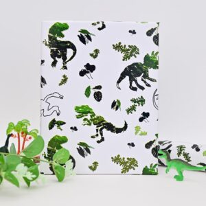 Vnaaem Dinosaur Wrapping Paper Roll with Cutlines on Reverse - 17 Inch X 33 Feet - Birthday Wrapping Paper Kids Boy Jungle Dinosaur Gift Wrap Paper Dinosaur Party Favor Happy Birthday Wrapping( 1 Roll)