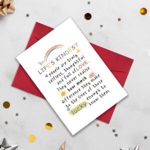 RollupJoy Cute Kindest People Card for Women Men, Appreciation Card for Kindest Person, Thank You Cards for Teacher, Sweet Friendship Gift for Friends Bestie Classmates