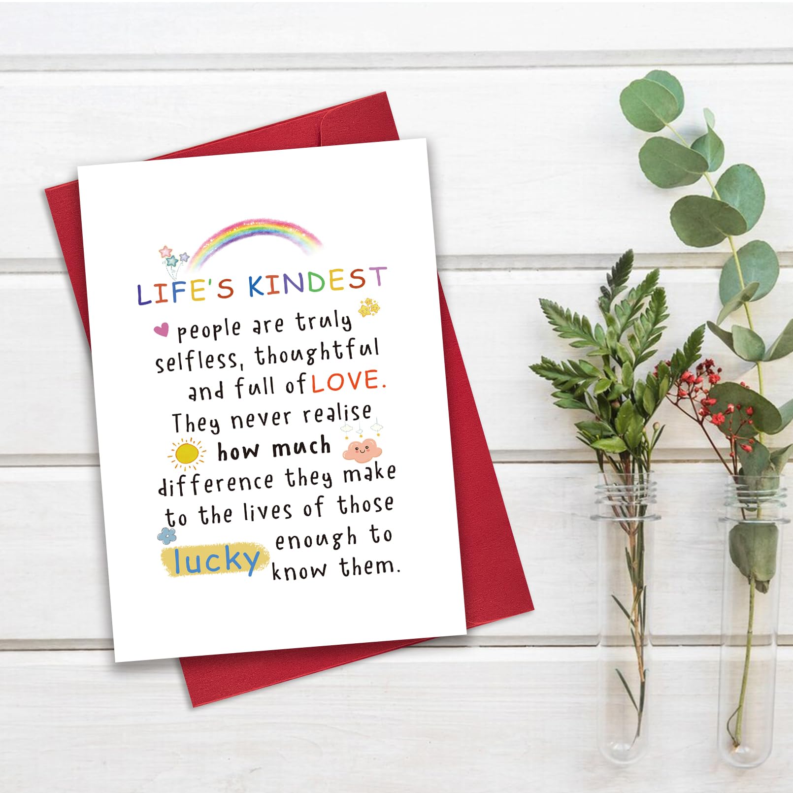 RollupJoy Cute Kindest People Card for Women Men, Appreciation Card for Kindest Person, Thank You Cards for Teacher, Sweet Friendship Gift for Friends Bestie Classmates