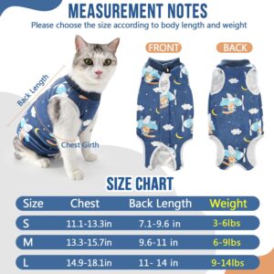 SlowTon Cat Recovery Suit - Cat Onesie for Cats After Surgery Female Male, Kitten Clothes Cat Surgical Spay Suit Abdominal Wounds, E-Collar Alternative Cats Bodysuit Shirt Anti-Licking (Blue, L)