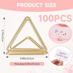 100 PCS Card Holders, Triangular Table Card Holders, Table Top Thick and Sturdy Photo Holders, Mini Business Card Holders, Place Cards for Party, Anniversary, Banquet, Holiday Decoration (Gold)