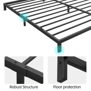 GAOMON 6 Inch Full Bed Frame, Low Profile Full Metal Platform Bed Frame Support Mattress Foundation, Noise Free, Easy Assembly, Black