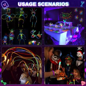 470psc Glow in the Dark Party Supplies for Kids Adults birthdays,Light Up Party Favors with，200 Glow Sticks Bulk，DIY Glow Necklaces Glasses Bracelets Headband, Christmas Party Neon Party Supplies