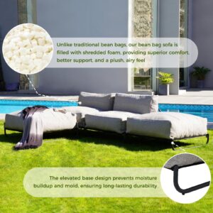 Grand patio 3FT Bean Bag Chair with Ottoman, Oversized Cloud Memory Foam Furniture Beanbag with E-Coated Steel Frame Olefin Removable Cover for Outdoor & Indoor (40"/Grey)