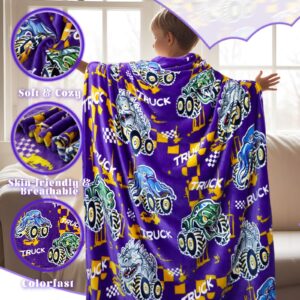 Glow in The Dark Blanket for Boys Truck Car Blanket Gifts for Kids Glowing Tractor Throw Blanket Soft Fleece Blanket for Bed Sofa Room Decor