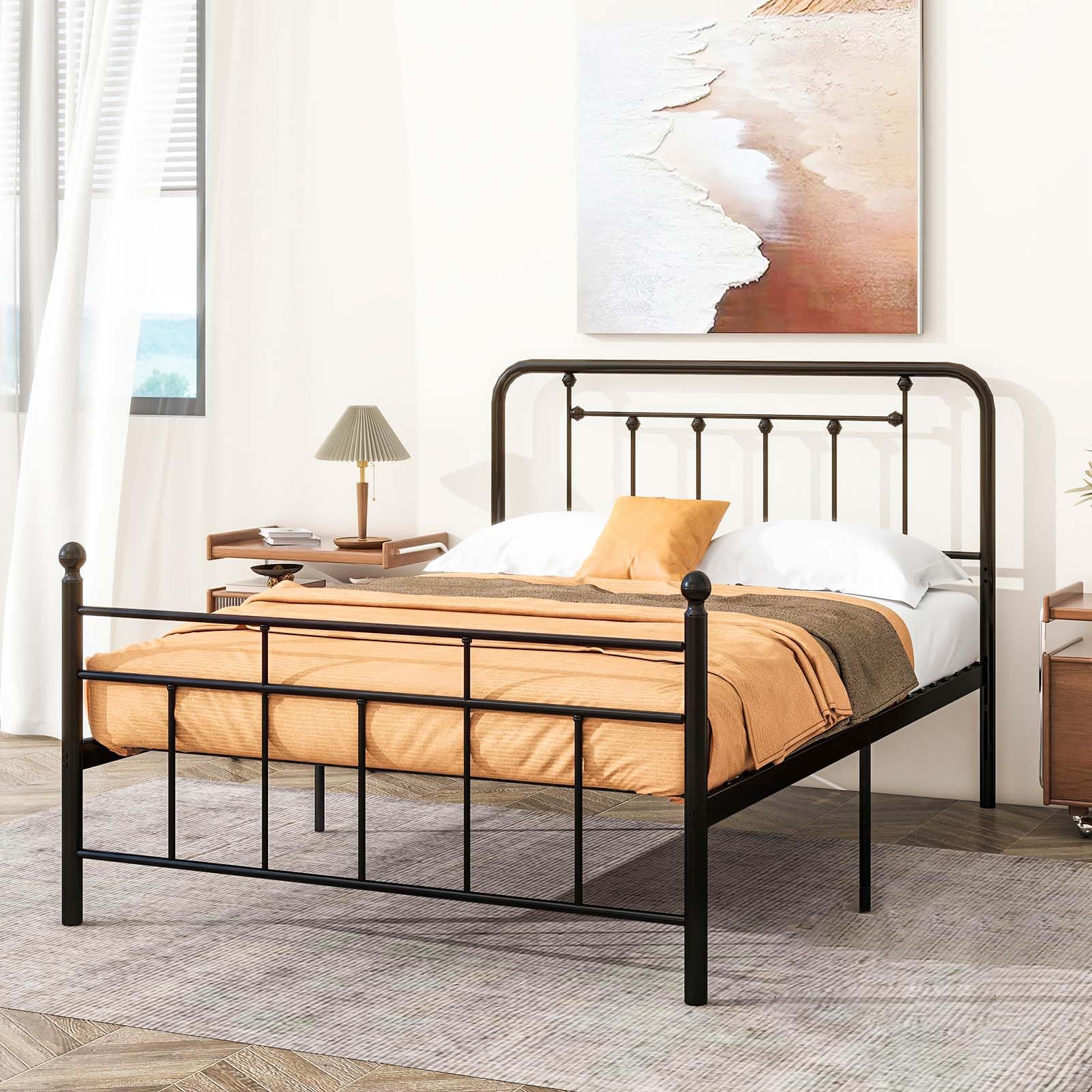 EtherealZYF Metal Headboard Full Size Headboard Metal Construction, Rustic Farmhouse Style, Effortless Assembly, Steel Headboard for Bedroom Black