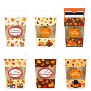 angolio 12pcs thanksgiving gift card holder, thanksgiving appreciation coffee cup gift card holder for happy thanksgiving coffee gift cards for thanksgiving gifts supplies taff gifts, nurse presents, gift wrapping decor