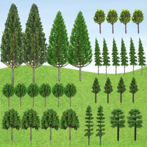 32pcs model trees mixed miniature trees model tree train trees railroad scenery diorama tree architecture trees fake trees for building model diy crafts diorama scenery landscape, natural green