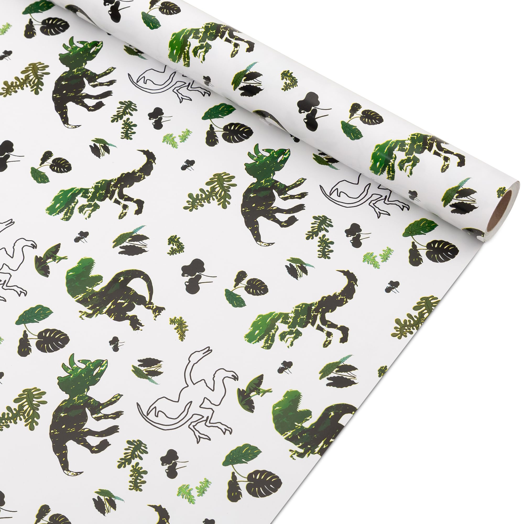 Vnaaem Dinosaur Wrapping Paper Roll with Cutlines on Reverse - 17 Inch X 33 Feet - Birthday Wrapping Paper Kids Boy Jungle Dinosaur Gift Wrap Paper Dinosaur Party Favor Happy Birthday Wrapping( 1 Roll)