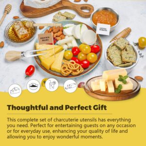 Charcuterie Boards Accessories Charcuterie Utensils Cheese Butter Spreader Knife Set Small Serving Tongs Forks and Spoons Dipping Bowls Honey Dippers Toothpick Flags for Party Platter Making