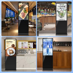 JIYANG 37 Inch Digital Signage Display, Indoor Floor Standing Advertising Display Kiosk Android System,Commercial LCD Totem,Intelligent Split Screen(Black)