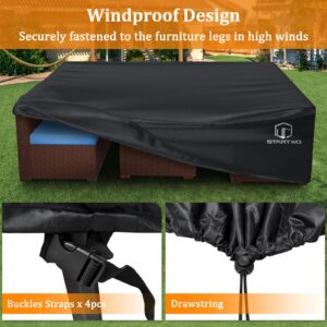 STARTWO Patio Furniture Covers Waterproof, Anti-UV Tear-Resistant Heavy Duty 7-12 Seats Outdoor Furniture Cover for Sectional Sofa, Patio Table Cover, 128" Lx83 Wx28 H, Black