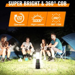 LED Rechargeable Flashlight 100000 High Lumens with Camping Lanterns - 2000 Meters Long Beam Super Bright LED Flashlight, Waterproof Camping Tent Lights 5 Modes, Zoomable Camping Flashlight Lantern