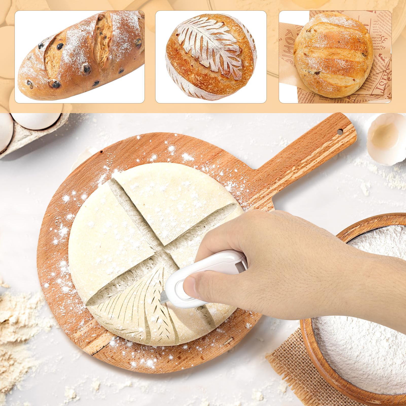 Homelove Magnetic Bread Lame Dough Scoring Tool wtih Retractable Blade and Hanging rope, Bread Scoring Tool for Homemade Bread, Bread Baking & Making Tools Supplies Accessories