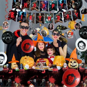 CAILESS Horror Party Decorations - 105Pcs Halloween Party Supplies Include Banner Backdrop Balloons Cake Toppers Sticker Tablecloth for Birthday Party