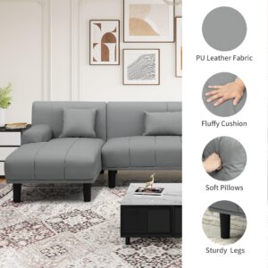 YITAHOME Sectional Couches for Living Room, U Shaped Sofa Faux Leather Modern Modular Couch with USB & Type C Charging Ports Double Chaise and Comfy Upholstered, Dark Grey