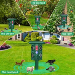 Solar Animal Repellent Outdoor with Vibration and Motion Sensor, Waterproof with Flashing Light, Ultrasonic Pest Repellent for Snakes, Moles, Cat, Dog, Squirrels, Deer, Raccoons, Coyotes, Rabbit