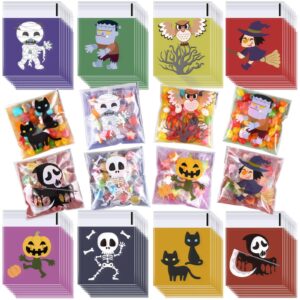 joottuan 320 pcs halloween cellophane treat bags clear self adhesive plastic cookie bags candy bags for party favors supplies decoration