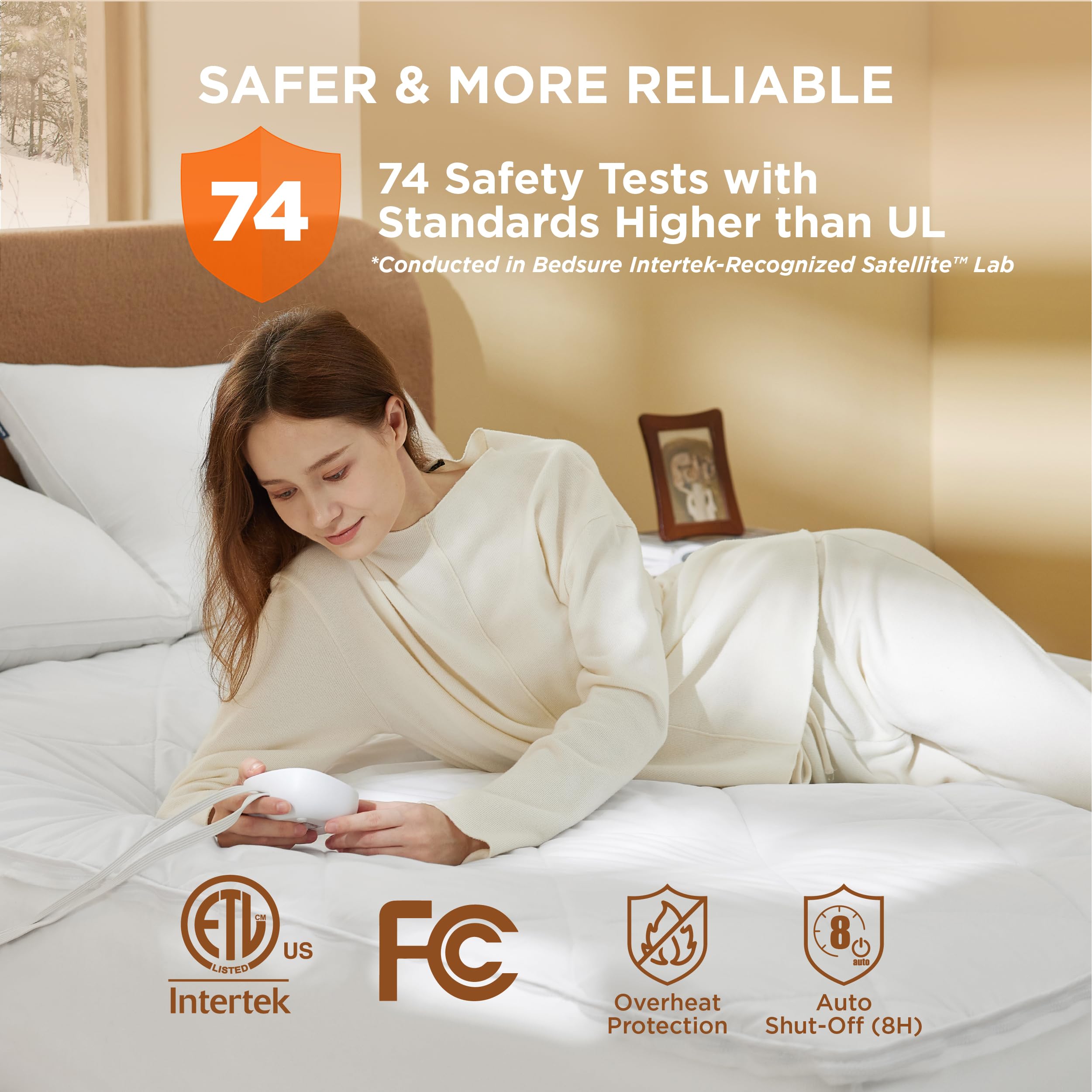 Bedsure Removable Heated Mattress Pad Queen - Waterproof Bed Warmer with Memory & Preheat Function, 12-Hour Timer & 10 Heat Settings with Dual Controller, Auto-Off, Electric Mattress Pad Queen 60"x80"